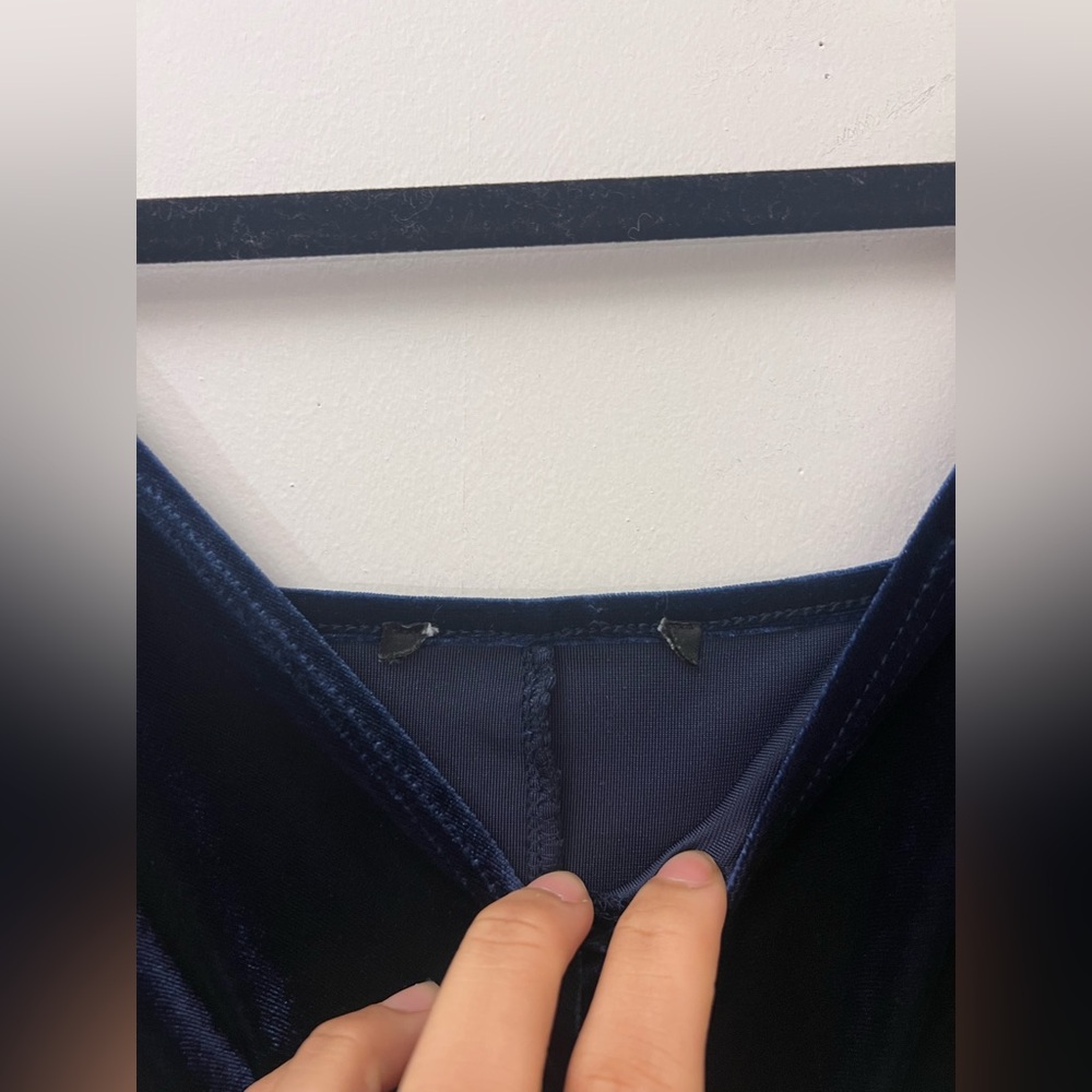 Velvet Asymmetrical Navy Blue Sexy Dress - Picture 4 of 11